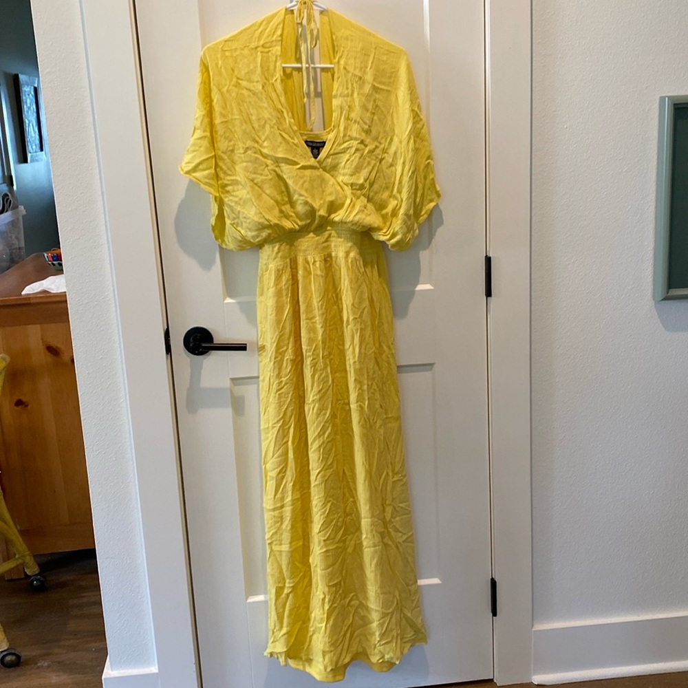 Nina Leonard Summer‎ Dress.  Yellow.  Size Large.  Long Ankle Length.